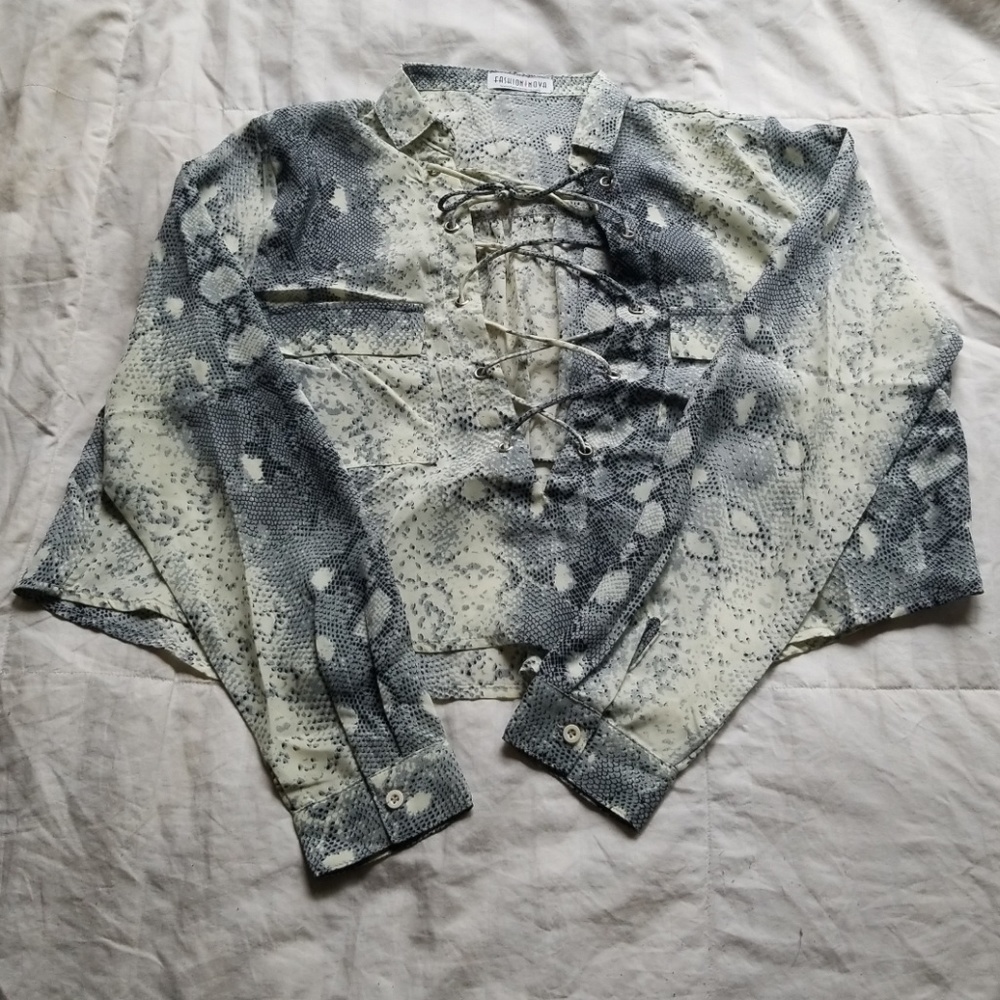 SOLD Zoey Snake Lace Up Top